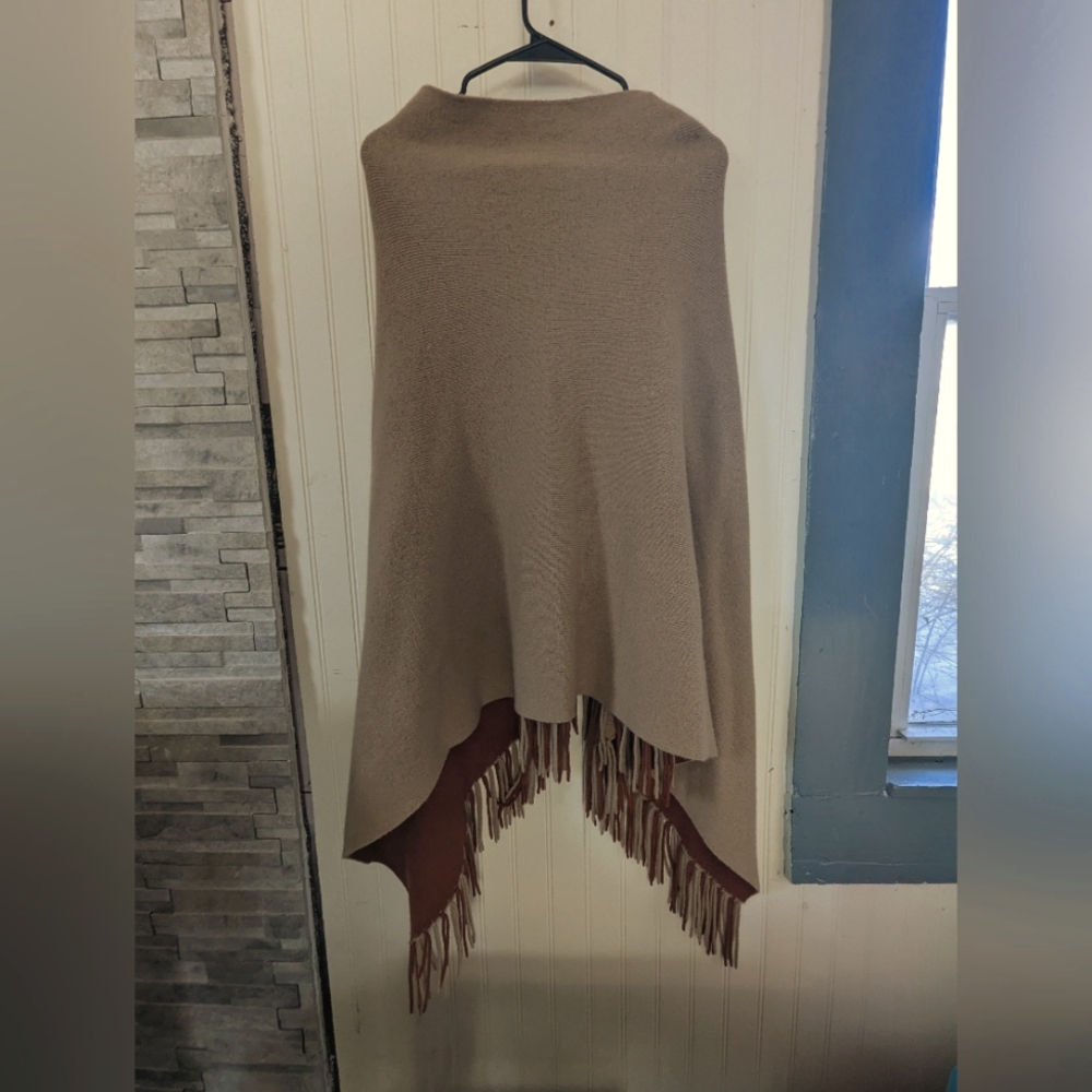 Elegant Tan Fringe Shawl